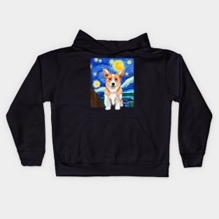 Corgi Dog Lover Starry Night Dog Corgi van gogh Kids Hoodie